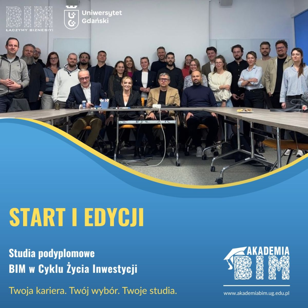 grafika promocyjna o rozpoczęciu ze zdjęciem prowadzących i studentów