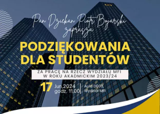 Podziękowania dla studentów 17 czerwca 2024 r,