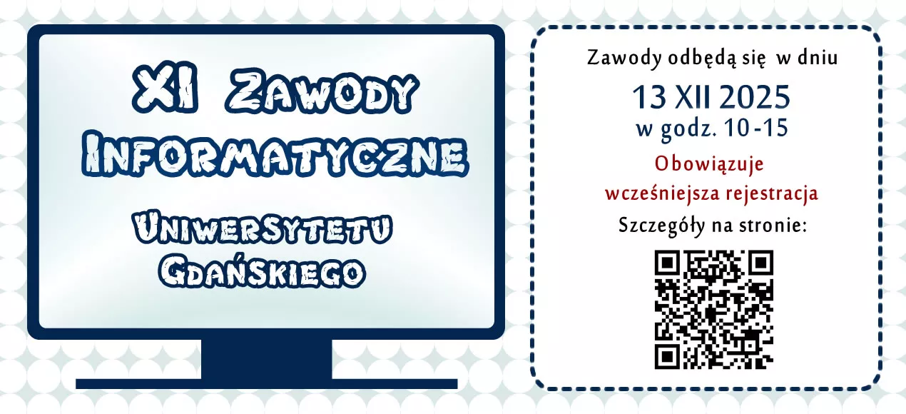 informacje o Zawodach Informatycznych na ekranie monitora